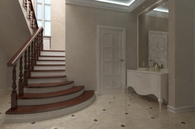 Фото дизайн лестницы в доме в классическом стиле