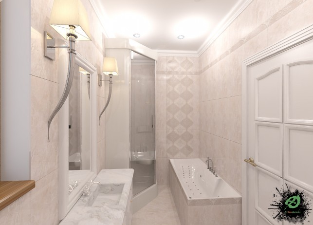 Фото дизайна ванной комнаты в доме в классическом стиле