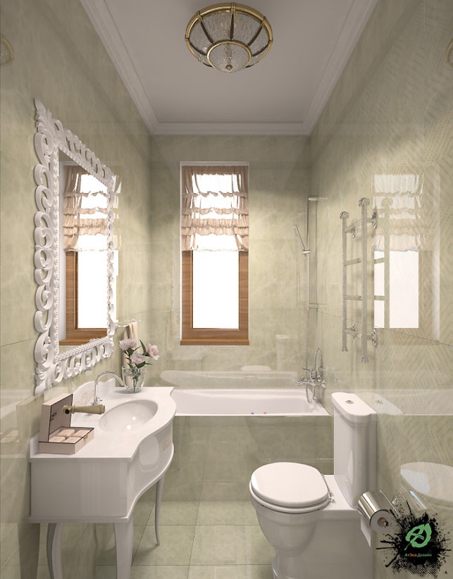 Фото дизайна ванной комнаты в доме в классическом стиле