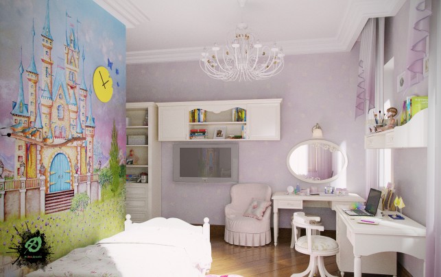 Фото дизайна детской комнаты в классическом стиле принцессы