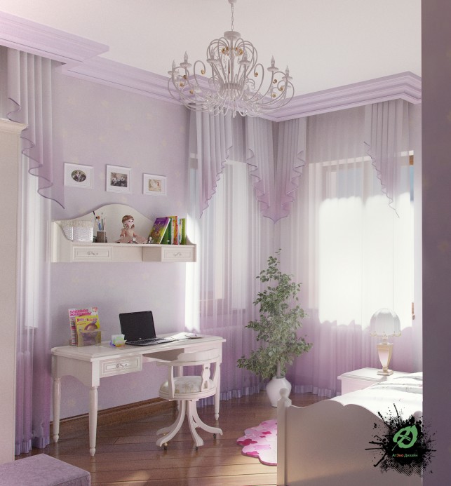 Фото дизайна детской комнаты в классическом стиле принцессы