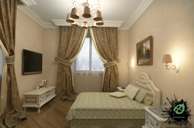 Фото дизайна просторной спальни в классическом стиле