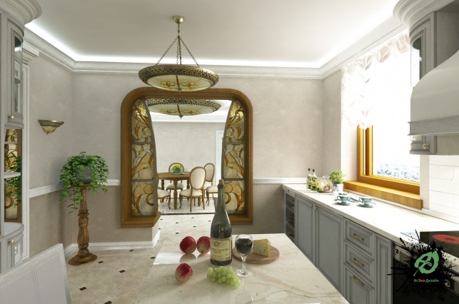 Фото дизайн кухни дома в классическом стиле