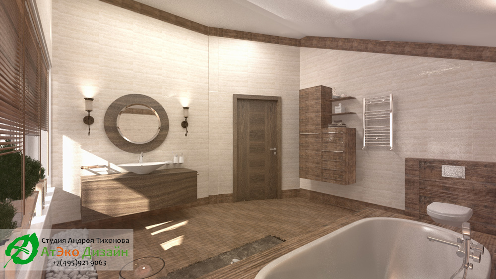 Дизайн ванной комнаты в доме 260м2 в современном стиле