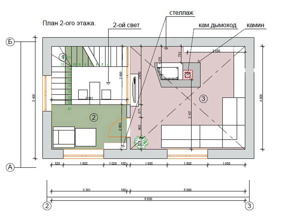 Планировка гостевого дома на проекте второй этаж