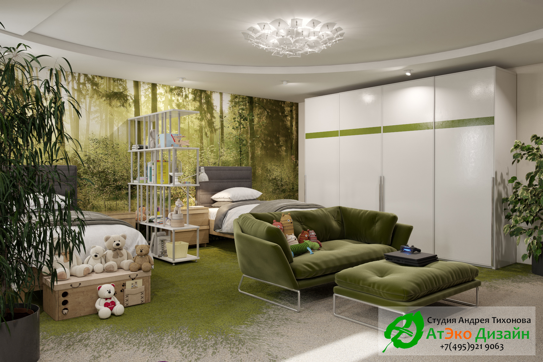 Фото дизайна спальной комнаты и зоны отдыха для детей в апартаментах