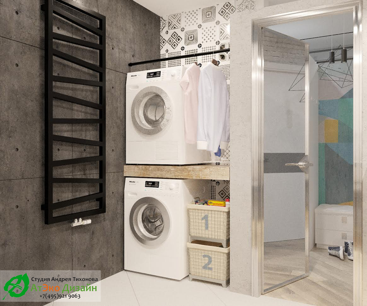 Фото дизайна расположение стиральной машины в квартире со стилем Эклектика
