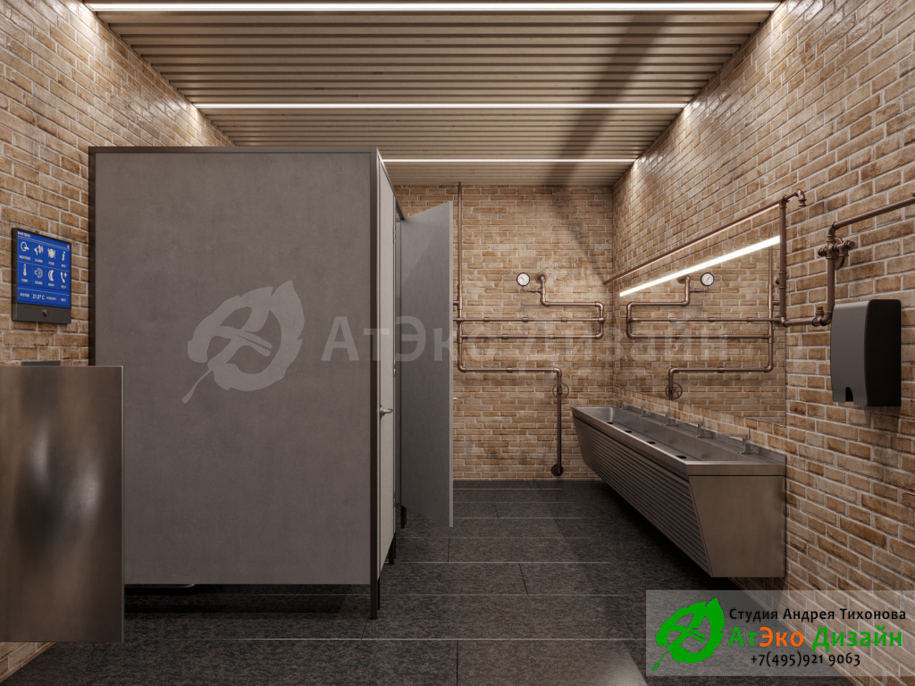Дизайн-проект интерьера офиса в стиле Эко-Лофт туалет